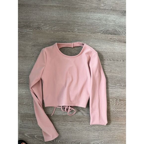 Zara EUC Open Back Top With Ties Pink Cropped Size XS - Picture 6 of 10